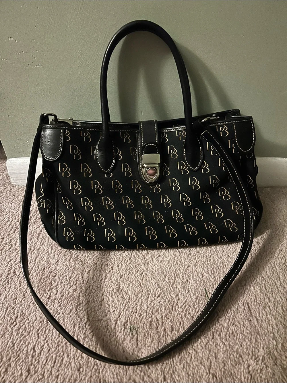 Dooney and Bourke Signature Monogram Canvas Satchel Handbag